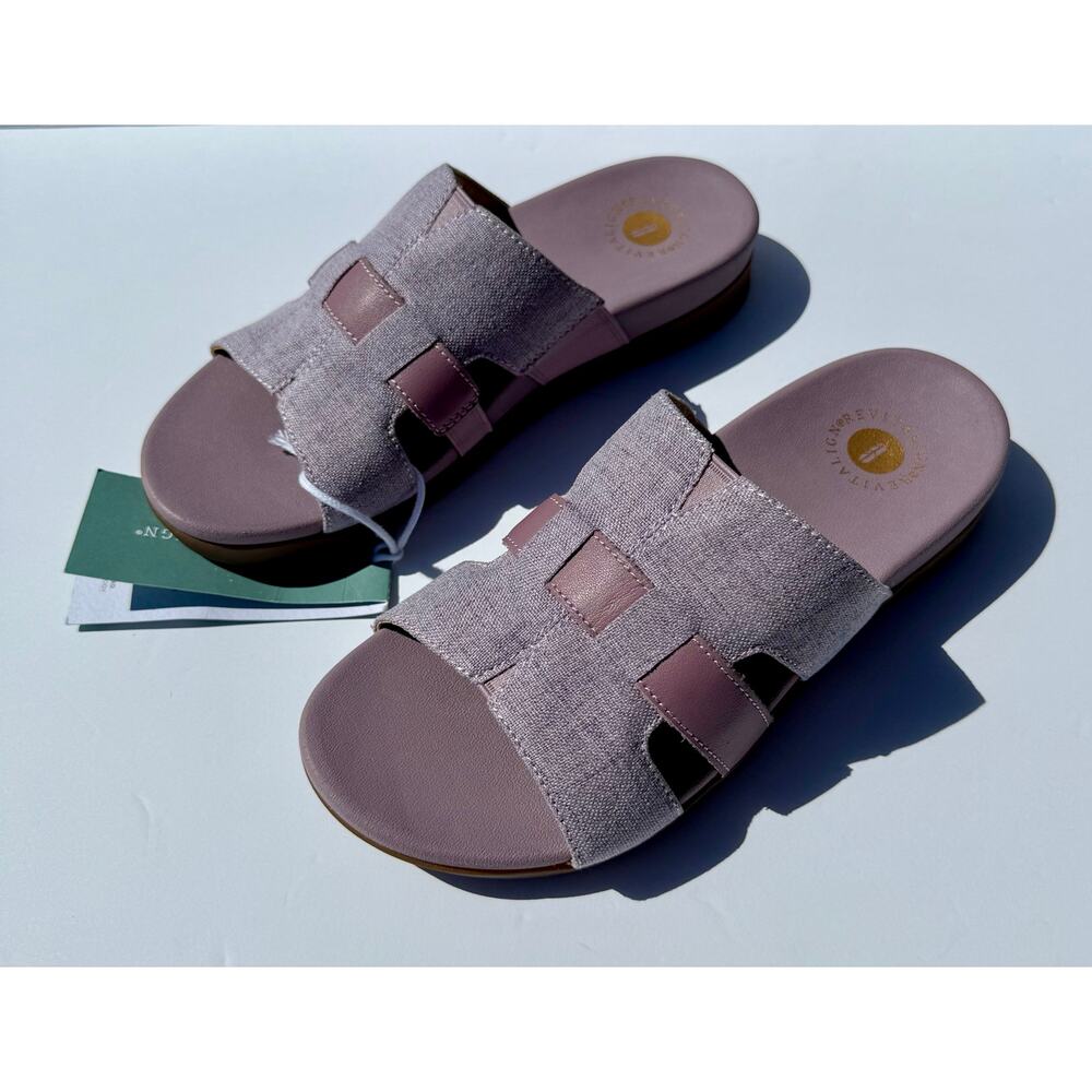 Revitalign Orthotic Linen & Leather Slide Sandals - Lisbon